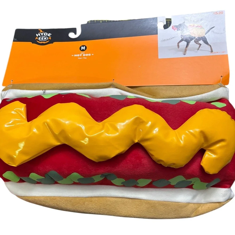 Hyde & EEK! Boutique Pet Hot Dog‎ Vest Costume with Toy Medium NEW Dog Outfit
